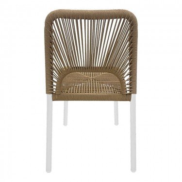 Καρέκλα αλουμινίου Norture στοιβαζόμενη λευκός σκελετός-pe rattan σε φυσική απόχρωση 46.5x63x82εκ Υλικό: ALUMINUM - PE RATTAN 364-000006