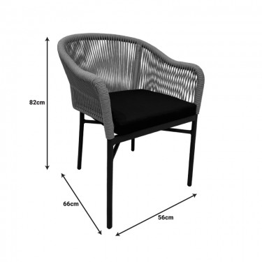 Πολυθρόνα αλουμινίου Legana ανθρακί σκελετός--pe rattan σε φυσική απόχρωση 56x66x82εκ Υλικό: ALUMINUM - RATTAN 364-000007