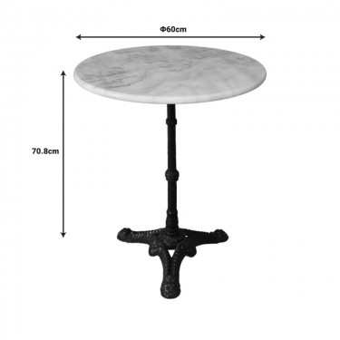 Τραπέζι μαρμάρινο Ancara μαντέμι σε λευκή-μαύρη απόχρωση Φ60x70.8εκ Υλικό: METAL-MARBLE 366-000001