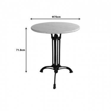 Τραπέζι μαρμάρινο Bastile μαντέμι σε λευκή-μαύρη απόχρωση Φ70x71.8εκ Υλικό: METAL-MARBLE 366-000005