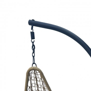 Κούνια φωλιά με βάση Soleil μέταλλο μαύρο- pe rattan φυσικό με μαύρο μαξιλάρι 120x95x195εκ Υλικό: METAL - FABRIC - RATTAN 368-000009