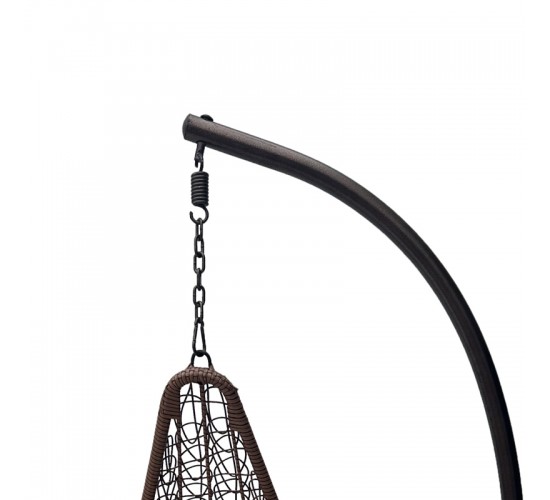 Κούνια φωλιά με βάση Soleil μέταλλο καφέ- pe rattan καφέ με μπεζ μαξιλάρι 120x95x195εκ Υλικό: METAL - FABRIC - RATTAN 368-000010