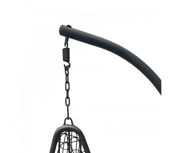 Κούνια φωλιά με βάση Soleil μέταλλο ανθρακί- pe rattan ανθρακί με γκρι μαξιλάρι 120x95x195εκ Υλικό: METAL - FABRIC - RATTAN 368-000012