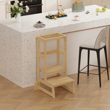 Παιδικός πύργος εκμάθησης Chiquel τ. Montessori ξύλο σε φυσική απόχρωση 45.7x51x90εκ Υλικό: PINE WOOD 370-000028