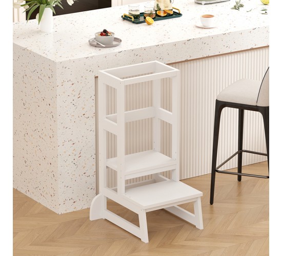 Παιδικός πύργος εκμάθησης Chiquel τ.Montessori ξύλο σε λευκή απόχρωση 45.7x51x90εκ Υλικό: PINE WOOD 370-000029