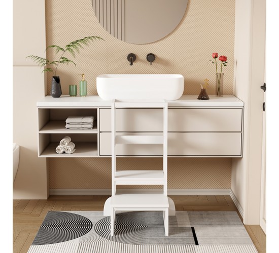 Παιδικός πύργος εκμάθησης Chiquel τ.Montessori ξύλο σε λευκή απόχρωση 45.7x51x90εκ Υλικό: PINE WOOD 370-000029