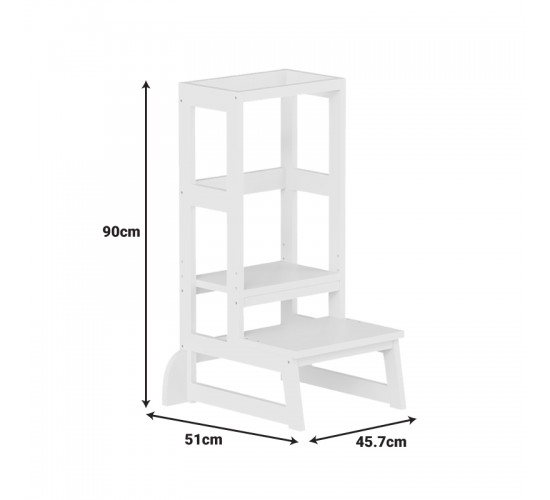 Παιδικός πύργος εκμάθησης Chiquel τ.Montessori ξύλο σε λευκή απόχρωση 45.7x51x90εκ Υλικό: PINE WOOD 370-000029