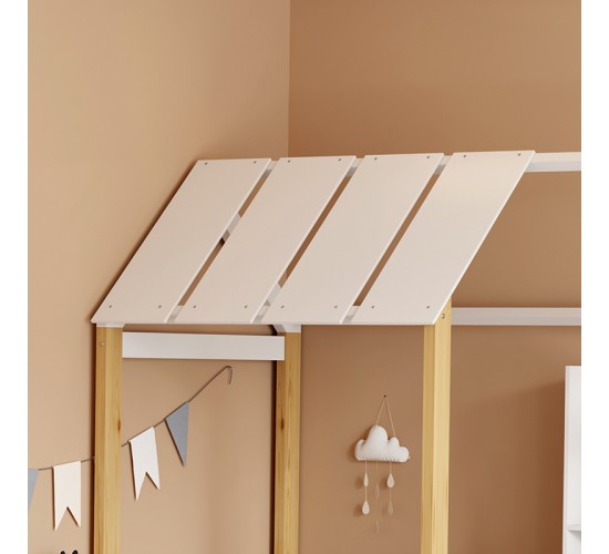Παιδικό κρεβάτι Bedria τ.Montessori ξύλο σε λευκή-φυσική απόχρωση 190x90εκ Υλικό: PINE WOOD - PLYWOOD 370-000030