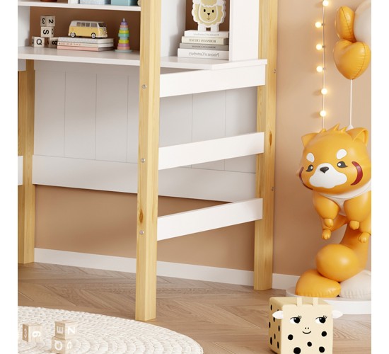 Παιδικό κρεβάτι Bedria τ.Montessori ξύλο σε λευκή-φυσική απόχρωση 190x90εκ Υλικό: PINE WOOD - PLYWOOD 370-000030