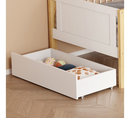 Παιδικό κρεβάτι Bedria τ.Montessori ξύλο σε λευκή-φυσική απόχρωση 190x90εκ Υλικό: PINE WOOD - PLYWOOD 370-000030