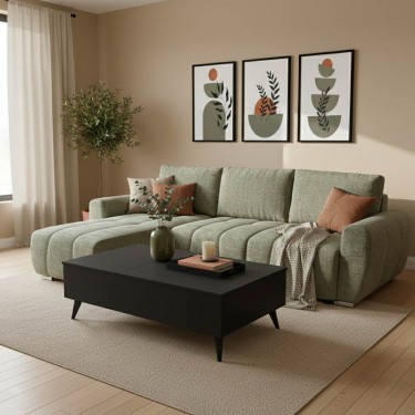 Γωνιακός αναστρέψιμος καναπές-κρεβάτι Vivad ύφασμα σε μέντα απόχρωση 275x164x91εκ Υλικό: FABRIC - FOAM - WOOD 371-000002