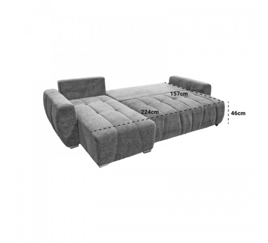 Γωνιακός αναστρέψιμος καναπές-κρεβάτι Vivad ύφασμα σε μπεζ απόχρωση 275x164x91εκ Υλικό: CHENILLE FABRIC - FOAM - EUCALYPTUS WOOD 371-000009