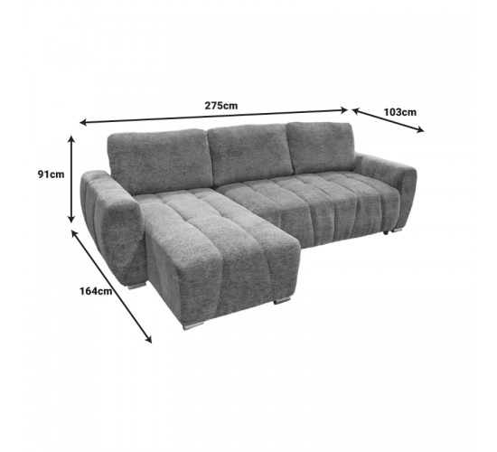 Γωνιακός αναστρέψιμος καναπές-κρεβάτι Vivad ύφασμα σε μπεζ απόχρωση 275x164x91εκ Υλικό: CHENILLE FABRIC - FOAM - EUCALYPTUS WOOD 371-000009