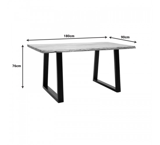 Τραπέζι Miles Slim μασίφ ξύλο ακακίας σε φυσική απόχρωση με μαύρα μεταλλικά πόδια 180x90x76εκ Υλικό: 2.5 CM ACACIA SOLID WOOD - METAL 372-000005