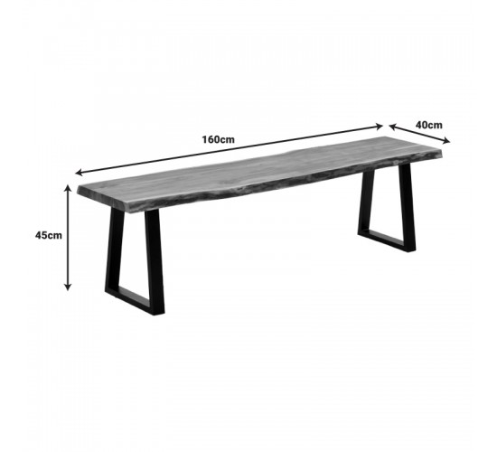 Παγκάκι Miles Slim μασίφ ξύλο ακακίας σε φυσική απόχρωση με μαύρα μεταλλικά πόδια 160x40x45εκ Υλικό: 2.5 CM ACACIA SOLID WOOD - METAL 372-000014