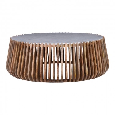 Τραπέζι σαλονιού Mable mango ξύλο σε φυσική απόχρωση με επιφάνεια μαρμάρου Φ120x45εκ Υλικό: MANGO WOOD - MARBLE 372-000017