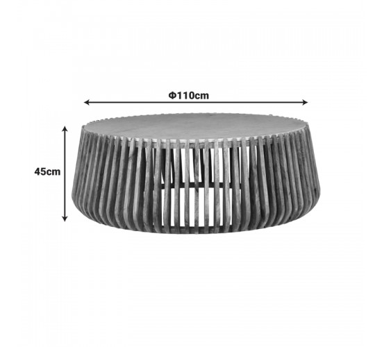 Τραπέζι σαλονιού Mable mango ξύλο σε φυσική απόχρωση με επιφάνεια μαρμάρου Φ120x45εκ Υλικό: MANGO WOOD - MARBLE 372-000017