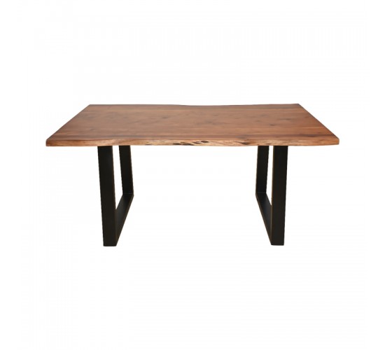 Τραπέζι Miles μασίφ ξύλο ακακίας πάχους 3.7-4εκ σε καρυδί απόχρωση με μαύρα μεταλλικά πόδια 140x80x76εκ Υλικό: 3.7-4 CM ACACIA SOLID WOOD - METAL 372-000019