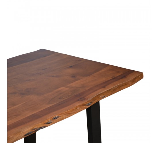 Τραπέζι Miles μασίφ ξύλο ακακίας πάχους 3.7-4εκ σε καρυδί απόχρωση με μαύρα μεταλλικά πόδια 140x80x76εκ Υλικό: 3.7-4 CM ACACIA SOLID WOOD - METAL 372-000019