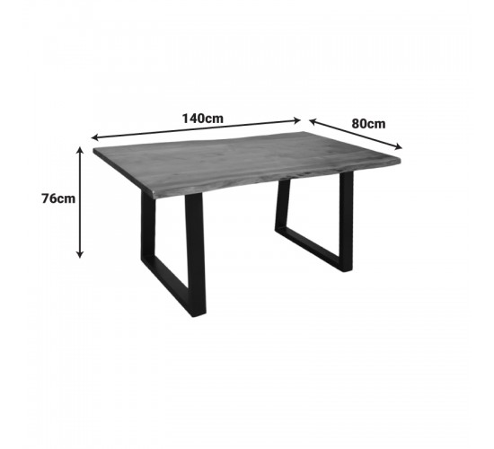 Τραπέζι Miles μασίφ ξύλο ακακίας πάχους 3.7-4εκ σε καρυδί απόχρωση με μαύρα μεταλλικά πόδια 140x80x76εκ Υλικό: 3.7-4 CM ACACIA SOLID WOOD - METAL 372-000019