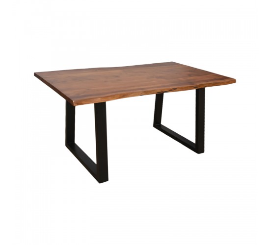 Τραπέζι Miles μασίφ ξύλο ακακίας πάχους 3.7-4εκ σε καρυδί απόχρωση με μαύρα μεταλλικά πόδια 140x80x76εκ Υλικό: 3.7-4 CM ACACIA SOLID WOOD - METAL 372-000019