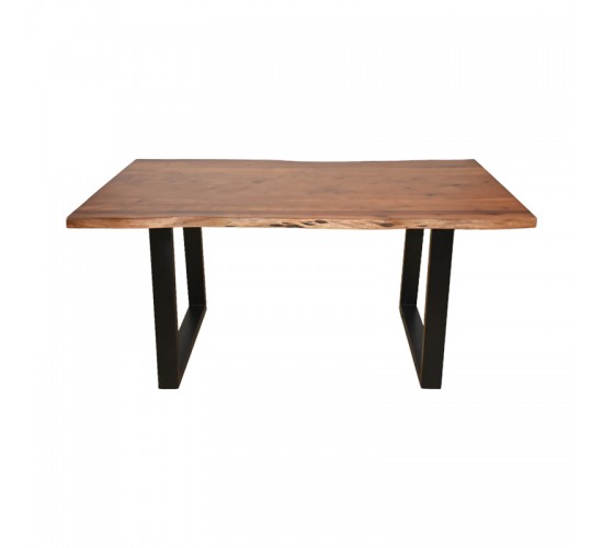 Τραπέζι Miles μασίφ ξύλο ακακίας πάχους 3.7-4εκ σε καρυδί απόχρωση με μαύρα μεταλλικά πόδια 160x90x76εκ Υλικό: 3.7-4 CM ACACIA SOLID WOOD - METAL 372-000020