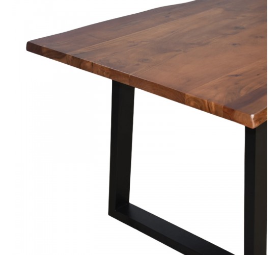 Τραπέζι Miles μασίφ ξύλο ακακίας πάχους 3.7-4εκ σε καρυδί απόχρωση με μαύρα μεταλλικά πόδια 160x90x76εκ Υλικό: 3.7-4 CM ACACIA SOLID WOOD - METAL 372-000020