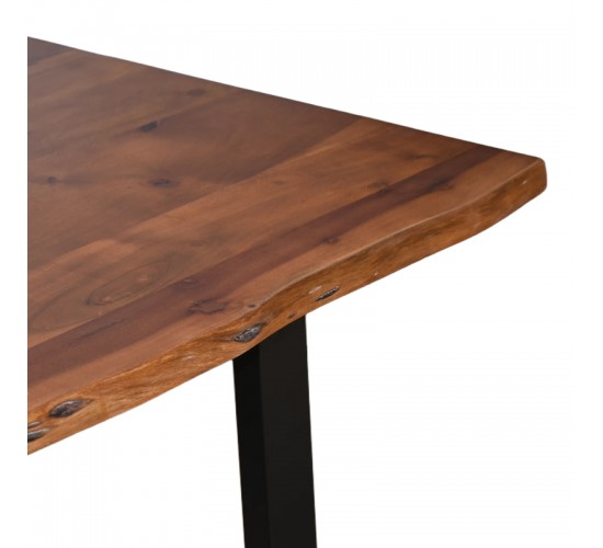 Τραπέζι Miles μασίφ ξύλο ακακίας πάχους 3.7-4εκ σε καρυδί απόχρωση με μαύρα μεταλλικά πόδια 160x90x76εκ Υλικό: 3.7-4 CM ACACIA SOLID WOOD - METAL 372-000020