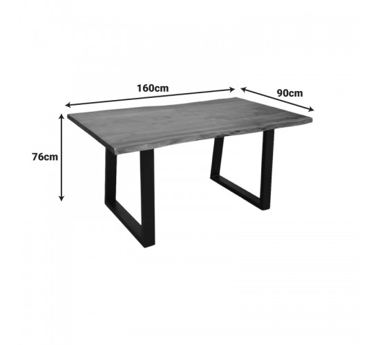 Τραπέζι Miles μασίφ ξύλο ακακίας πάχους 3.7-4εκ σε καρυδί απόχρωση με μαύρα μεταλλικά πόδια 160x90x76εκ Υλικό: 3.7-4 CM ACACIA SOLID WOOD - METAL 372-000020
