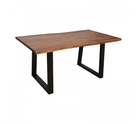 Τραπέζι Miles μασίφ ξύλο ακακίας πάχους 3.7-4εκ σε καρυδί απόχρωση με μαύρα μεταλλικά πόδια 160x90x76εκ Υλικό: 3.7-4 CM ACACIA SOLID WOOD - METAL 372-000020