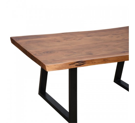Τραπέζι σαλονιού Miles μασίφ ξύλο ακακίας πάχους 3.7-4εκ σε καρυδί απόχρωση με μαύρα μεταλλικά πόδια 115x60x45εκ Υλικό: 3.7 CM ACACIA SOLID WOOD - METAL 372-000021