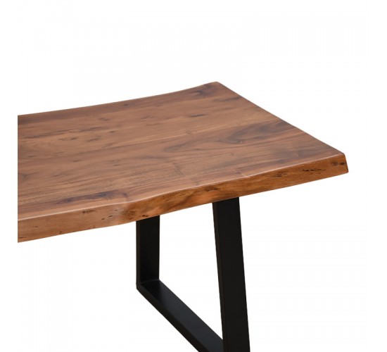 Τραπέζι σαλονιού Miles μασίφ ξύλο ακακίας πάχους 3.7-4εκ σε καρυδί απόχρωση με μαύρα μεταλλικά πόδια 115x60x45εκ Υλικό: 3.7 CM ACACIA SOLID WOOD - METAL 372-000021