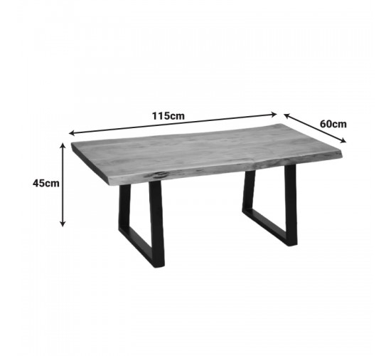 Τραπέζι σαλονιού Miles μασίφ ξύλο ακακίας πάχους 3.7-4εκ σε καρυδί απόχρωση με μαύρα μεταλλικά πόδια 115x60x45εκ Υλικό: 3.7 CM ACACIA SOLID WOOD - METAL 372-000021