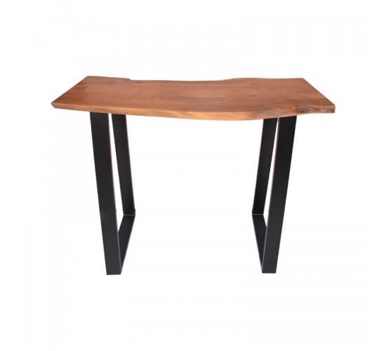 Τραπέζι μπαρ Miles μασίφ ξύλο ακακίας 3.7-4εκ σε καρυδί απόχρωση με μαύρα μεταλλικά πόδια 120x53x97εκ Υλικό: 3.7 CM ACACIA SOLID WOOD - METAL 372-000022