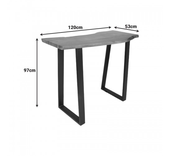 Τραπέζι μπαρ Miles μασίφ ξύλο ακακίας 3.7-4εκ σε καρυδί απόχρωση με μαύρα μεταλλικά πόδια 120x53x97εκ Υλικό: 3.7 CM ACACIA SOLID WOOD - METAL 372-000022