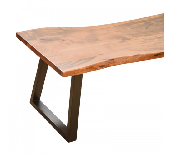 Παγκάκι Miles Slim  μασίφ ξύλο ακακίας σε καρυδί απόχρωση με μαύρα μεταλλικά πόδια 160x40x45εκ Υλικό: 2.5 CM ACACIA SOLID WOOD - METAL 372-000023