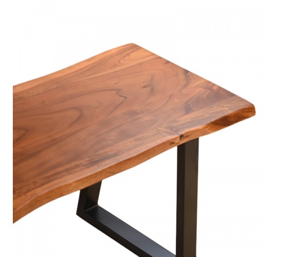 Παγκάκι Miles Slim  μασίφ ξύλο ακακίας σε καρυδί απόχρωση με μαύρα μεταλλικά πόδια 160x40x45εκ Υλικό: 2.5 CM ACACIA SOLID WOOD - METAL 372-000023