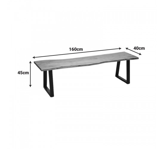 Παγκάκι Miles Slim  μασίφ ξύλο ακακίας σε καρυδί απόχρωση με μαύρα μεταλλικά πόδια 160x40x45εκ Υλικό: 2.5 CM ACACIA SOLID WOOD - METAL 372-000023