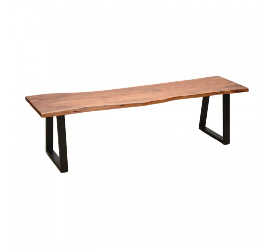 Παγκάκι Miles Slim  μασίφ ξύλο ακακίας σε καρυδί απόχρωση με μαύρα μεταλλικά πόδια 160x40x45εκ Υλικό: 2.5 CM ACACIA SOLID WOOD - METAL 372-000023
