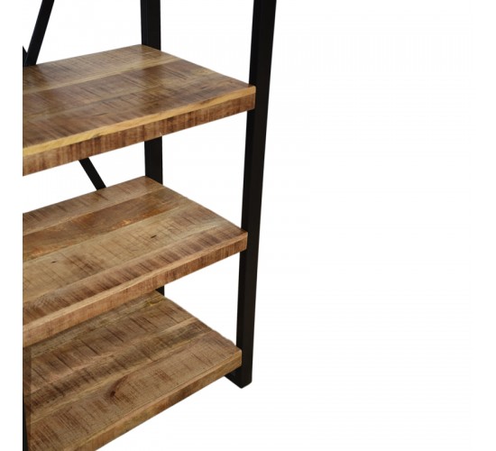 Βιβλιοθήκη Miles mango ξύλο σε φυσική-μαύρη απόχρωση 80x40x180εκ Υλικό: MANGO WOOD - METAL 372-000025