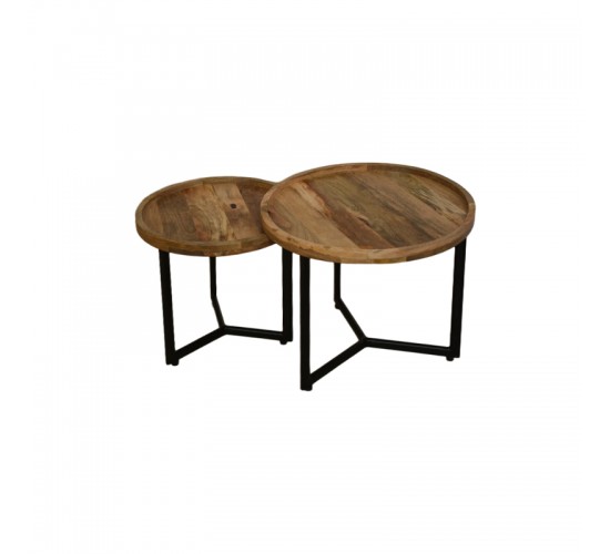 Τραπέζι σαλονιού Kelly σετ 2τεμ mango ξύλο σε φυσική-μαύρη απόχρωση Υλικό: MANGO WOOD - METAL 372-000026