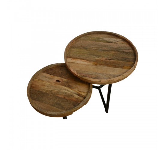 Τραπέζι σαλονιού Kelly σετ 2τεμ mango ξύλο σε φυσική-μαύρη απόχρωση Υλικό: MANGO WOOD - METAL 372-000026