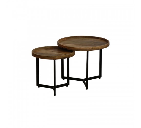 Τραπέζι σαλονιού Kelly σετ 2τεμ mango ξύλο σε φυσική-μαύρη απόχρωση Υλικό: MANGO WOOD - METAL 372-000026