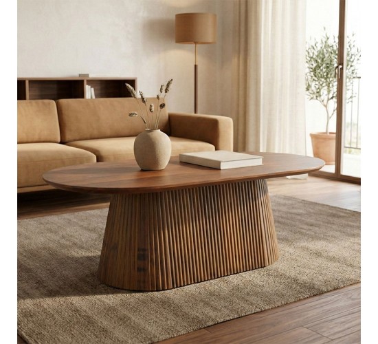 Τραπέζι σαλονιού Aithra μασίφ ξύλο μάνγκο καρυδί 120x60x42εκ Υλικό: MANGO WOOD 372-000028