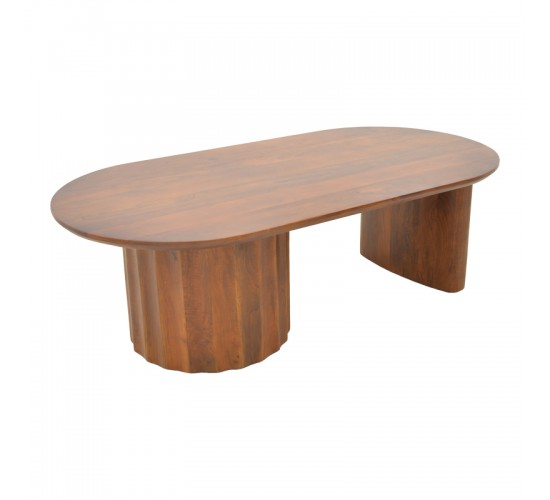 Τραπέζι σαλονιού Flute μασίφ ξύλο μάνγκο καρυδί 130x65x40εκ Υλικό: MANGO WOOD 372-000029