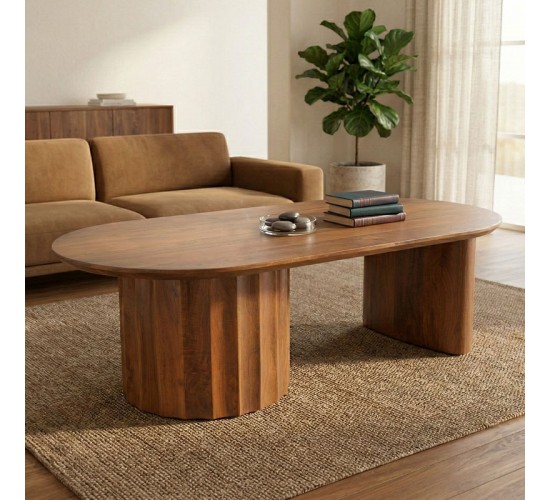 Τραπέζι σαλονιού Flute μασίφ ξύλο μάνγκο καρυδί 130x65x40εκ Υλικό: MANGO WOOD 372-000029