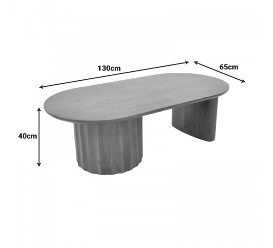 Τραπέζι σαλονιού Flute wenge μασίφ ξύλο μάνγκο 130x65x40εκ Υλικό: MANGO WOOD 372-000030