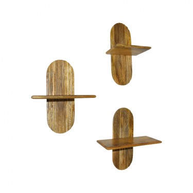 Ραφιέρα τοίχου Arcadia 3 τεμ μασίφ ξύλο μάνγκο σε φυσική απόχρωση 30x20x40εκ Υλικό: MANGO WOOD 372-000032