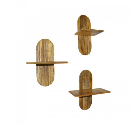 Ραφιέρα τοίχου Arcadia 3 τεμ μασίφ ξύλο μάνγκο σε φυσική απόχρωση 30x20x40εκ Υλικό: MANGO WOOD 372-000032