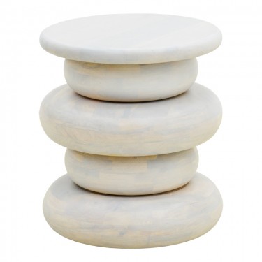 Βοηθητικό τραπέζι Circena μασίφ μάνγκο ξύλο λευκό Φ40x45εκ Υλικό: MANGO WOOD 372-000035